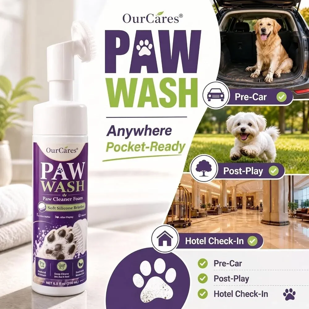 Dog Paw Cleaner Foam No Rinse Silicone Brush Alcohol Free Oat Cica Lavender New
